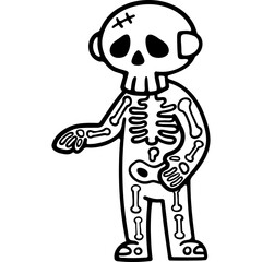 cute halloween skeleton costume illustration for card website, application, printing, document, poster design, etc.