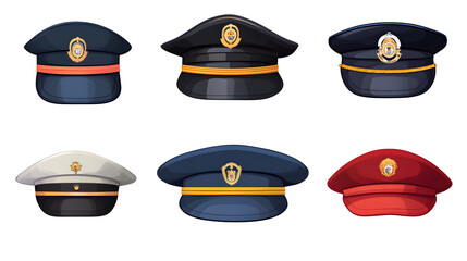 Various military hats, transparent pictures