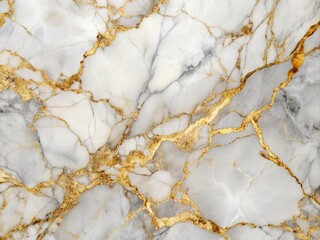 Luxurious white marble stone texture featuring intricate gold and gray veins, exuding elegance and sophistication, perfect for design and interior decoration projects.