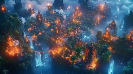 A breathtaking birds-eye view of a fantasy world