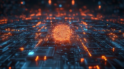 Closeup of quantum computer detailed circuits glowing lights advanced tech futuristic design intricate patterns