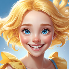 yellow hair blue eyes cartoon women