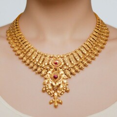 gold necklace on a mannequin chic necklace closeup view
