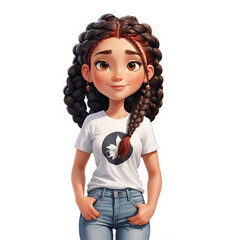 black hair latin cartoon women