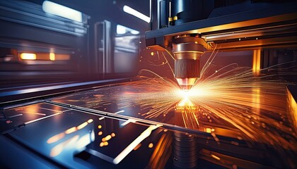 Banner background concept of modern industrial technology featuring laser engraving 