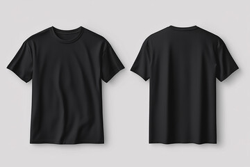 realistic lie down black  t-shirt mockup, front and back top view