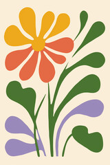 Groovy hippie boho cartoon flower