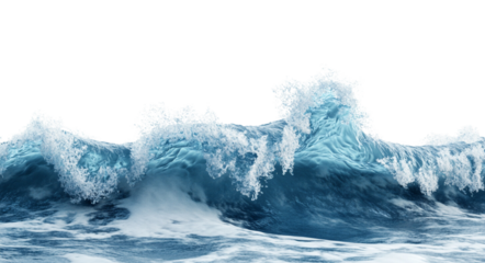 3D render of an isolated ocean wave with foam on a white background