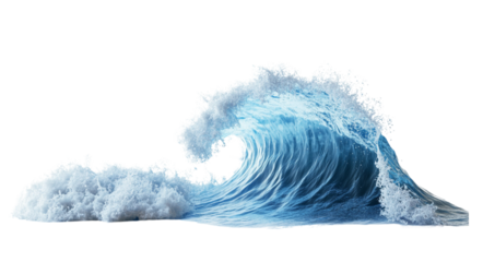 3D render of an isolated ocean wave with foam on a white background