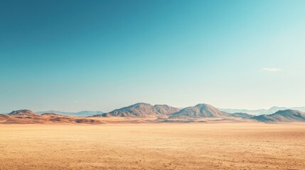 Expansive desert landscape with a clear sky background evoking solitude adventure and the vastness of the natural world