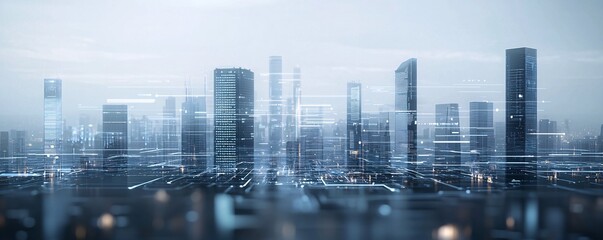 Fototapeta premium AI-powered city, futuristic urban design, digital society, holographic technology