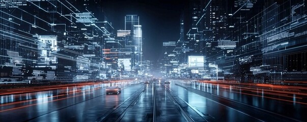 AI metropolis, advanced urban design, digital networks, futuristic technology