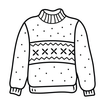 recommend clip art: Winter knitted sweater doodle line art black and white
                    
