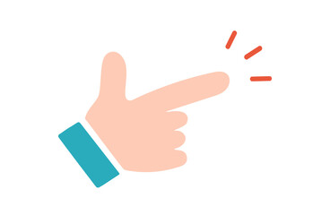 シンプルな手書き素材　アイコン　カラー　指差し