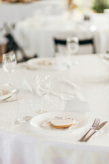 Detail of a wedding dinner setting, summer event