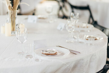 Detail of a wedding dinner setting, summer event