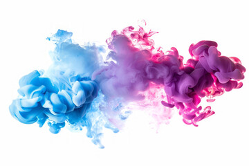 Obraz premium Colorful smoke explosion on a white background with vibrant color cloud splash and liquid ink colors.