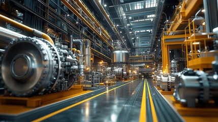 A futuristic hightech engine showcasing glowing details and advanced technology