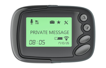 Pager or beeper, front view. 3D rendering isolated on transparent background