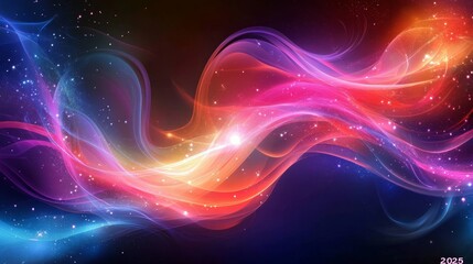 Cosmic Flow Abstract Swirls of Light and Color Representing the Future with Sparkling Points