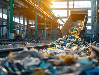 Plant for processing and recycling waste and garbage. Neural network AI generated art