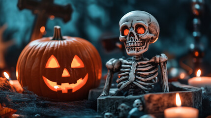 Obraz premium Halloween is celebrated with costumes, trick-or-treating, and spooky decorations