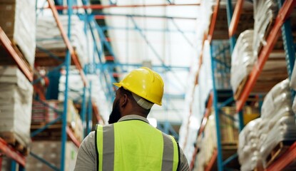 Black man, inspection and inventory in warehouse for logistics, supply chain and quality control....
