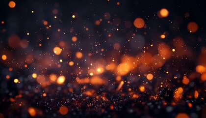 Fototapeta premium Abstract Dark Glitter Fire Particles Floating in a Mysterious Night Sky