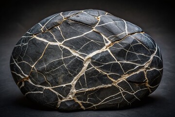 Beautiful black stone texture with Intricate deep cracks and organic natural pattern