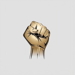  A striking digital illustration of a raised fist in a bold and minimalist style, symbolizing strength, unity, and resilience. Ideal for themes of empowerment, activism, and solidarity