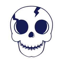 Coloring books with cute funny skull. Illustration for happy Halloween. Outline Coloring Page. Holidays cartoon character. Hand drawn line art style