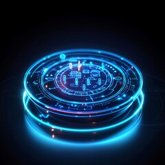 Fototapeta premium Astrology match analysis, virtual holographic signs, glowing elements