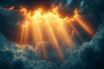 Divine Light Shining Through Clouds