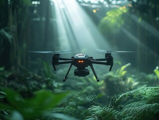Fototapeta premium Drone Capturing Aerial View of Neighborhood at Sunrise