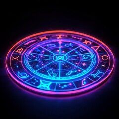 Hologram zodiac compatibility, celestial alignment, neon display