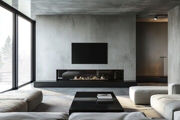 Sleek Minimalist Living Room Design.