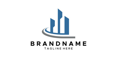 a graphic image with a road and building theme, on a white background. vector graphic base.