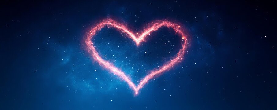 Fototapeta Two zodiac constellations forming a heart pattern in a nebula, cosmic love in the universe