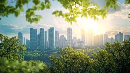 Obraz premium a green urban environment, fresh air and clean energy