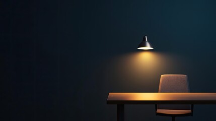 A dark office with an empty desk and a single light on, symbolizing the end of a job and the beginning of an uncertain future