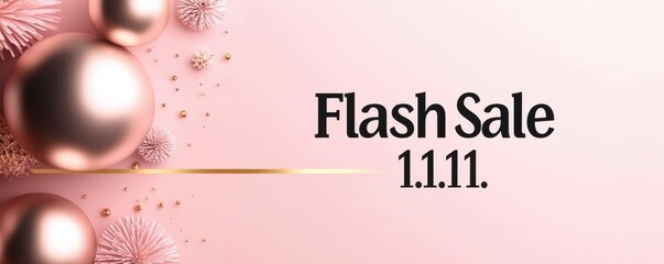 Elegant minimalistic Black Friday flash sale banner with soft pink tones and delicate floral accents for online promotions - Powered by Adobe