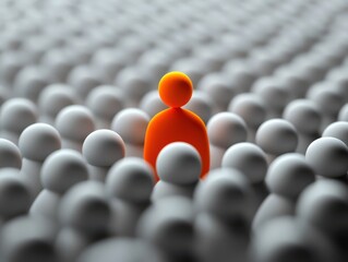 Leadership and Individuality Concept with Orange and  White Figures. Stand out from the crowd