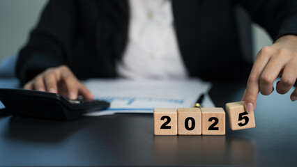 2025 with start new business goal.  Business and tax concept..