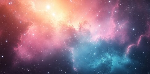 A Starry Night Sky with Colorful Nebulae and Distant Stars