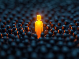 Fototapeta premium Leadership and Individuality Concept with Yellow and Black Figures. Stand out from the crowd