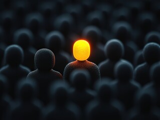 Obraz premium Leadership and Individuality Concept with Yellow and Black Figures. Stand out from the crowd