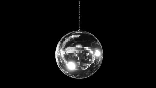 Disco ball rotating - 3D rendering - separated alpha channel - 4K