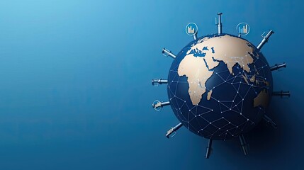 A globe with pipelines and oil symbols, surrounded by fluctuating price arrows, representing the interconnected nature of global oil supply and pricing