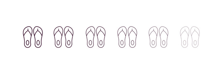 pair sandals outline icon. Linear vector from fashion concept. 6 different line style pair sandals icon included thin, light, regular, medium, bold, black