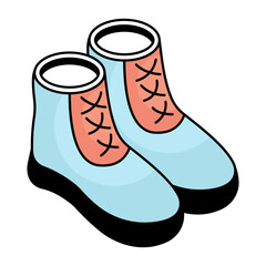 A colored design icon of shoes